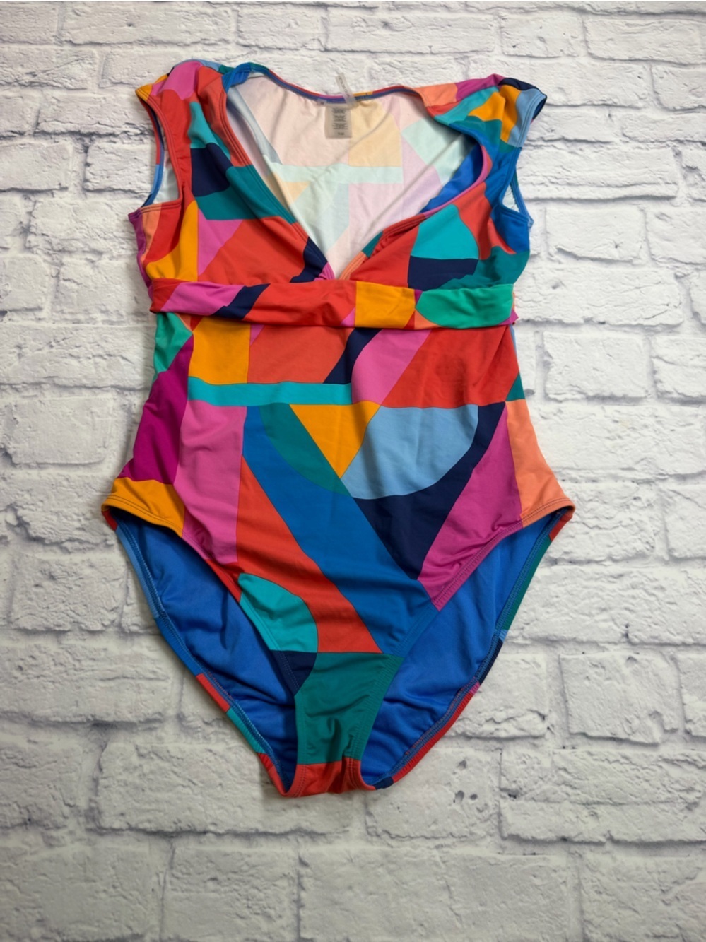 Bleu Rod Beattie Colorful Geometric One-Piece Swimsuit - Multicolor. Size 10.